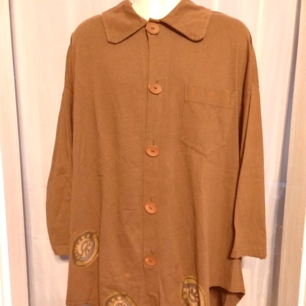 Blue Fish Vintage 1997 Hand Painted Lagenlook Tunic Top One Size, Measurements